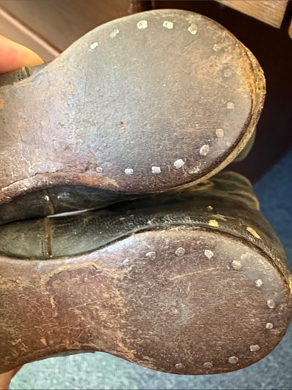 Antique Victorian Leather Child Boots High Top Well Worn Primitive